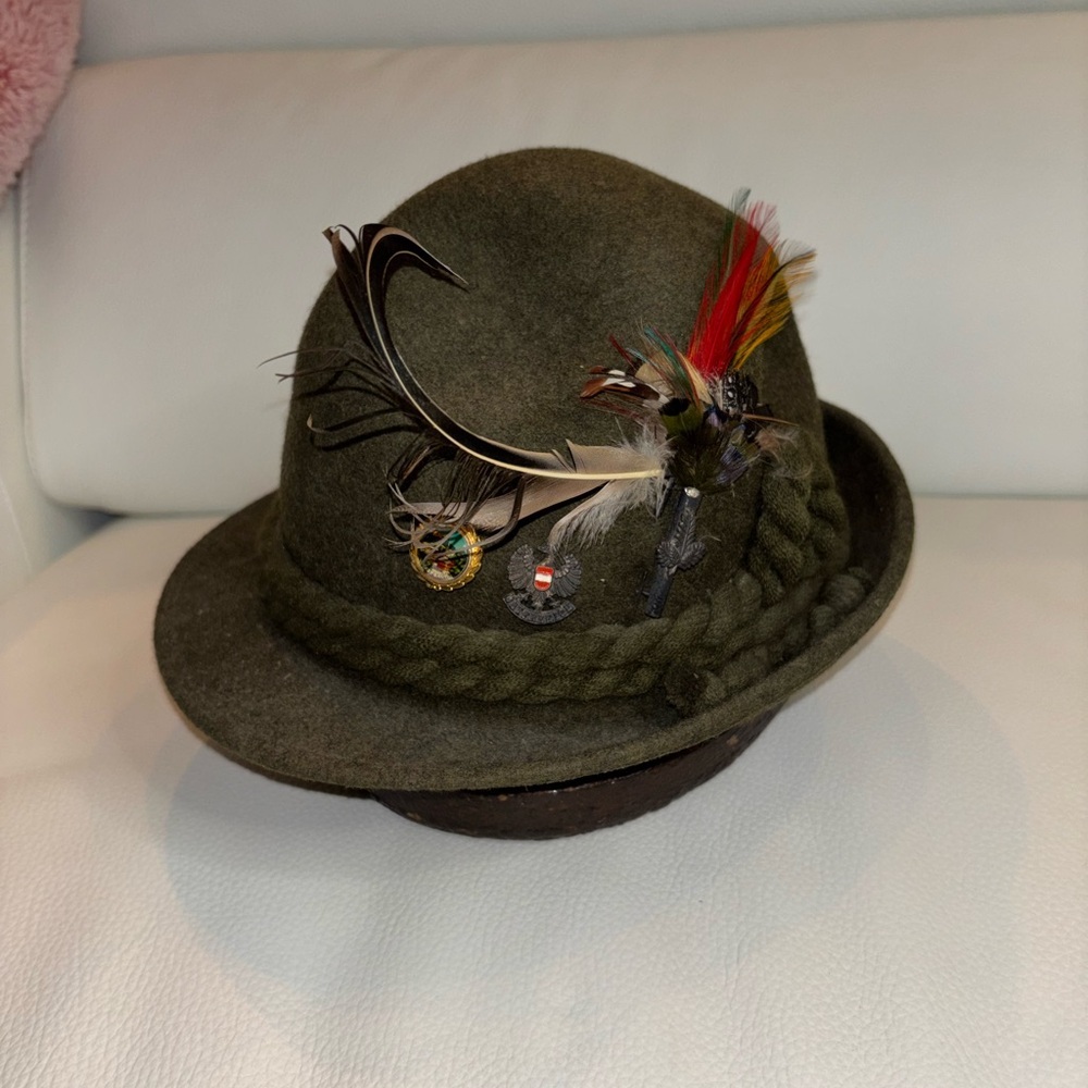Vintage Wool Green Austria  Oktoberfest-fest Original Bavarian hunting hat. 58​